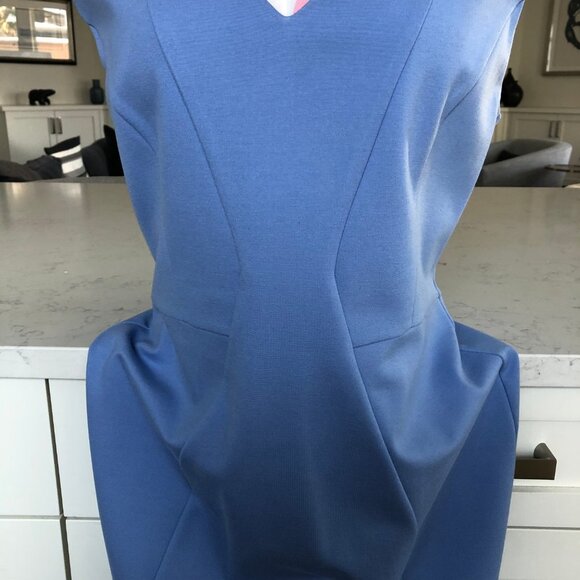 Brooks Brothers V Neck Sleeveless Lined Midi Dress Periwinkle Blue Sz 10 NWOT - Picture 2 of 16